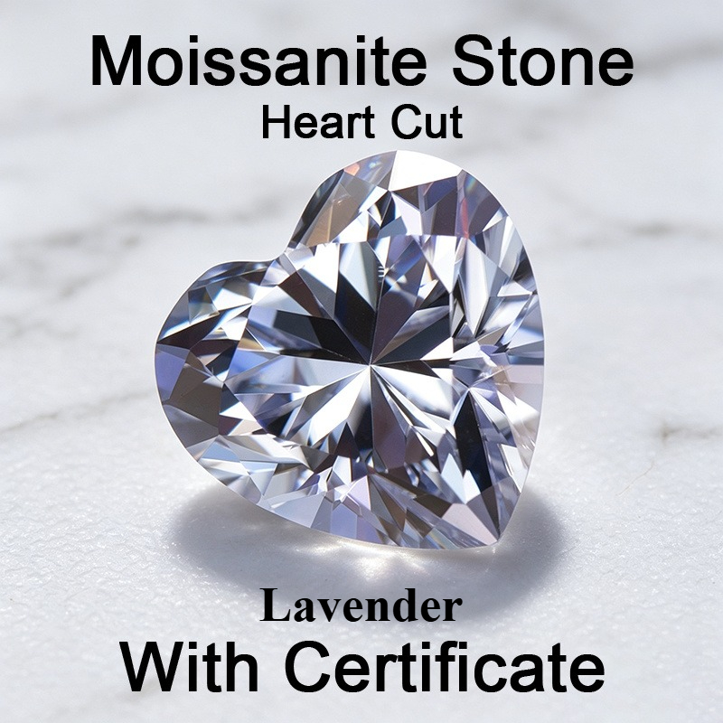 Jewelry Making Rings - Муассанит в форме сердца, лавандового цвета,
