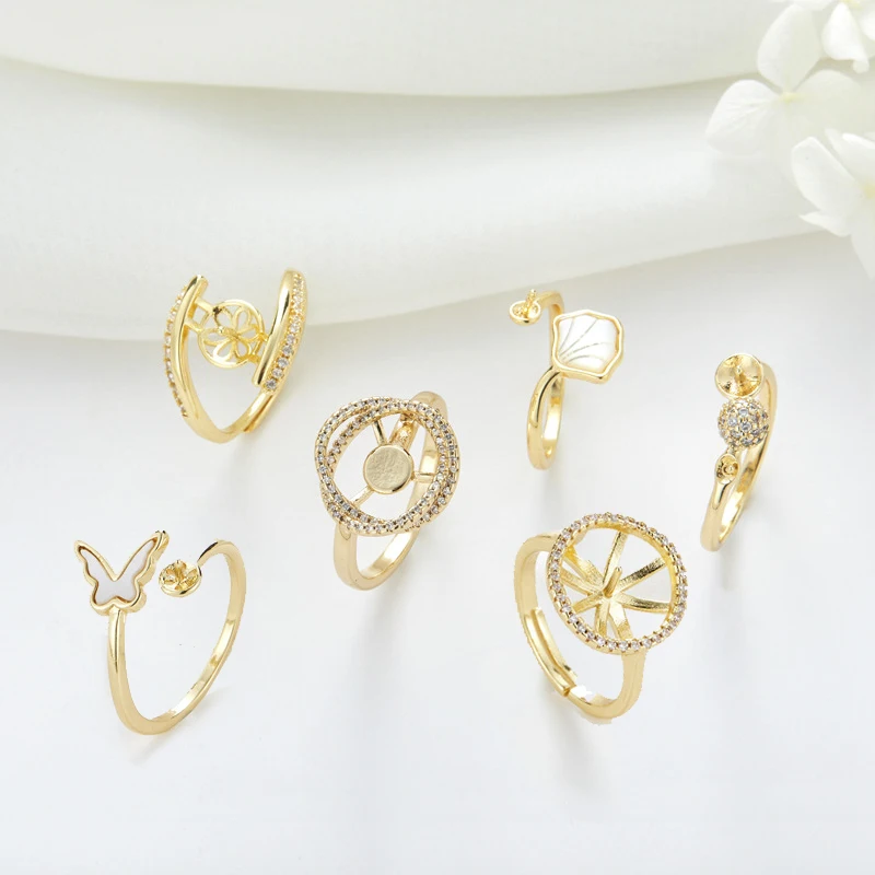 Jewelry Making Rings - Латунь 14K реальные позолоченные жемчужные кольца