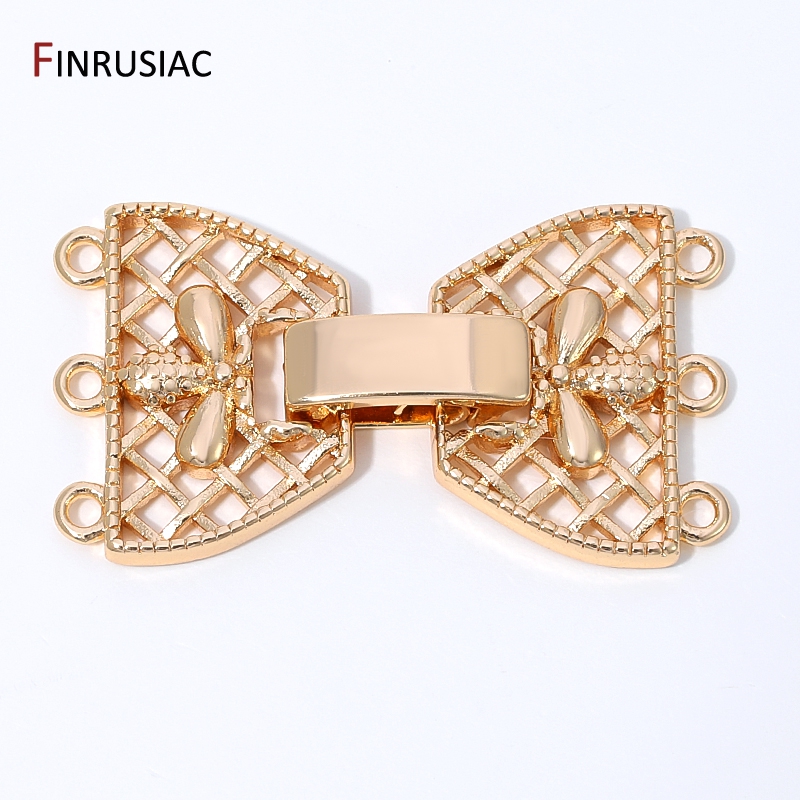 Jewelry Making Items - Застежка-бабочка для бижутерии, 3 ряда, латунь